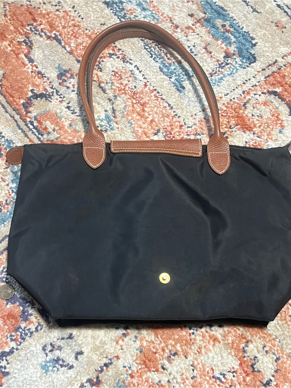 Longchamp Classic Black Tote with Brown Trim - Women Bags - Picture 4 of 9